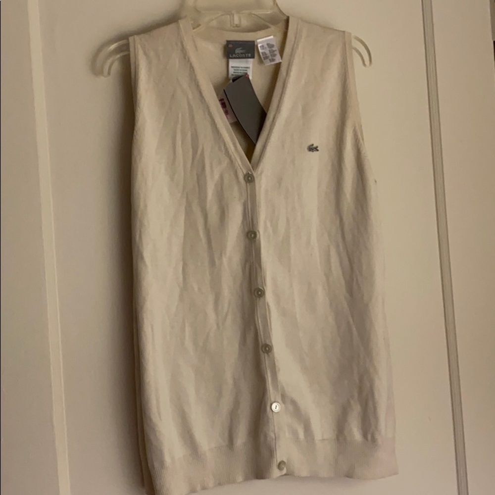 Lacoste Cream button down vest
